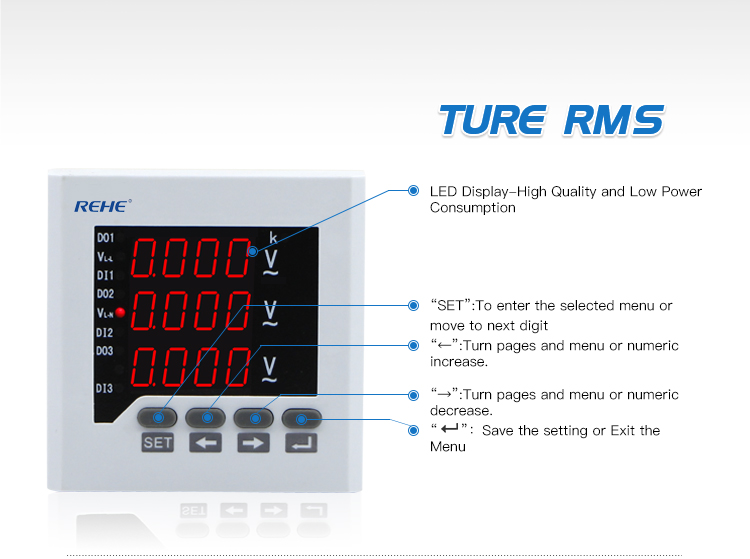 Three Phase Three Wire/Four Wire LED display digital panel meter generator Voltage Meter 80*80