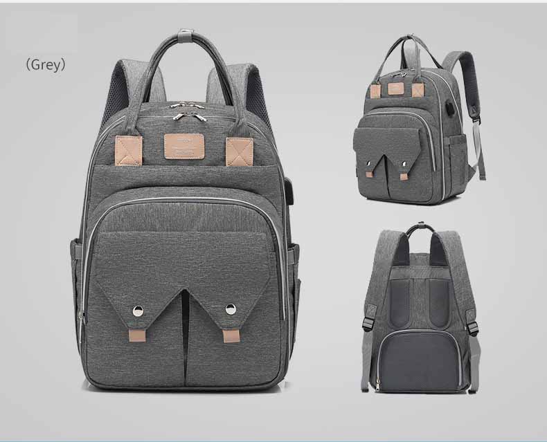 Large Capacity Mom Baby Bag Multi-function Waterproof Outdoor Travel Diaper Bag With USB Charging For Baby Care