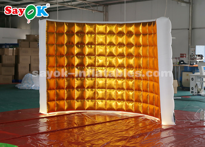 Event Booth Displays Golden Oxford Cloth Inflatable Photo Booth Wall With LED Lights
