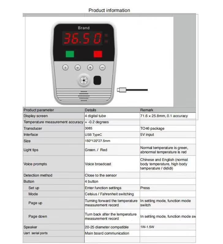 2600mAH Battery 10cm 45 Centigrade Wall Mounting Thermometer