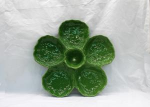Wholesale Ceramic 5 Part Snacks Plates Dolomite Cabbage Leaf Design Green Candy Decoration Plates from china suppliers
