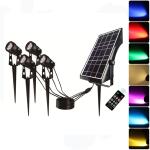 80lm/W 500mA RGB Solar Garden Lights Landscape Lampx4 20Hrs Discharge