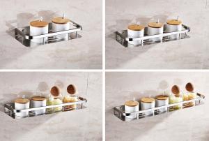 Wholesale Mirror Polishing Stainless Steel Spice Rack Wall Mount For Kitchen Bathroom Balcony from china suppliers