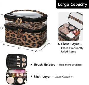 China Waterproof Double Layer Cosmetic Bag Travel Makeup Bag For Women Cosmetics Cases on sale