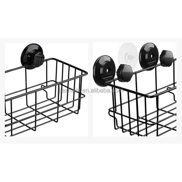Bathroom Stainless Steel Adhesive Suction Cups Shower Caddy Soap Dish Storage Wall Mounted Wire Organizer Basket Suction Hooks