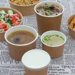 100% Eco Friendly Take Out Kraft Paper To Go Soup Bowls With Lid