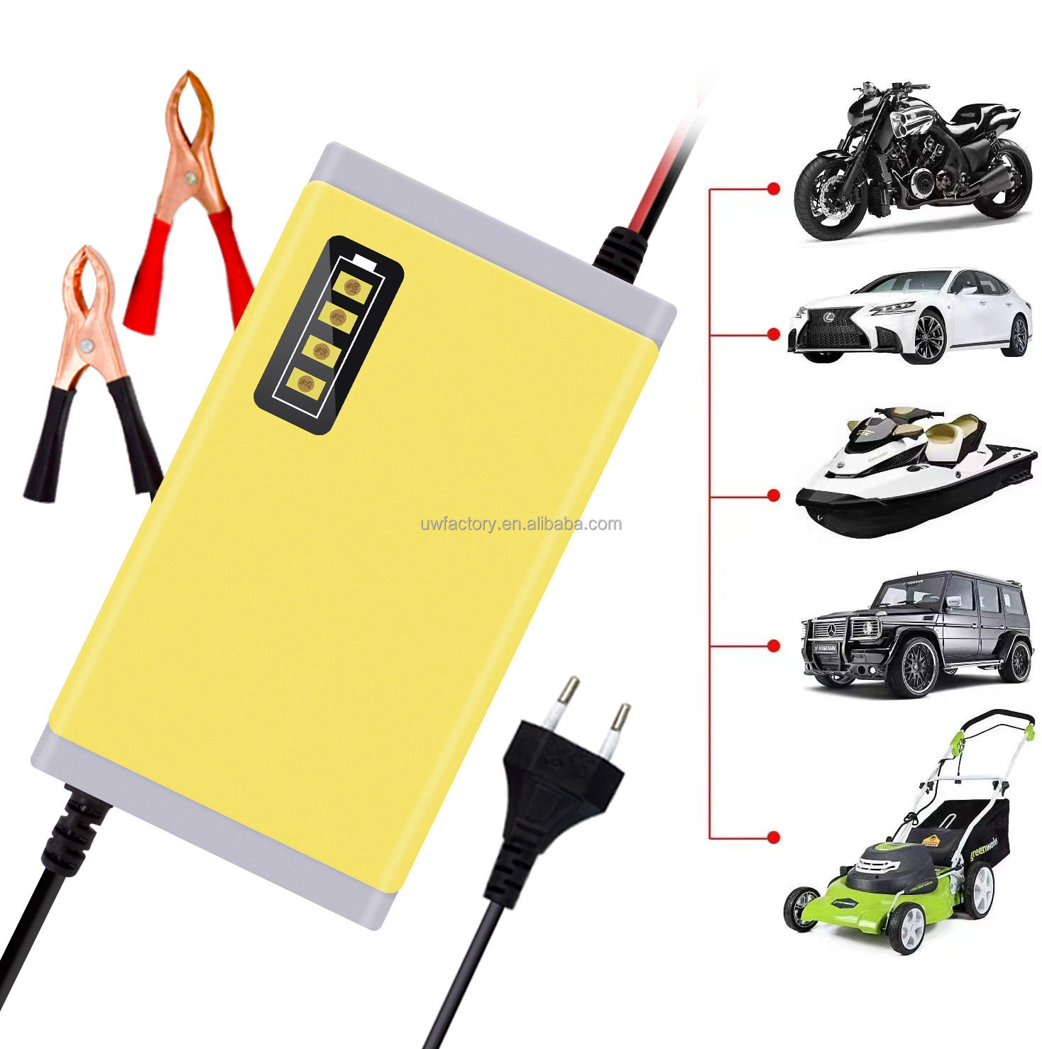 Connector Current Protection 12V 6A 8A 10A Fully Automatic 7 Stage Smart Battery Charger for Lead Acid GEL AGM