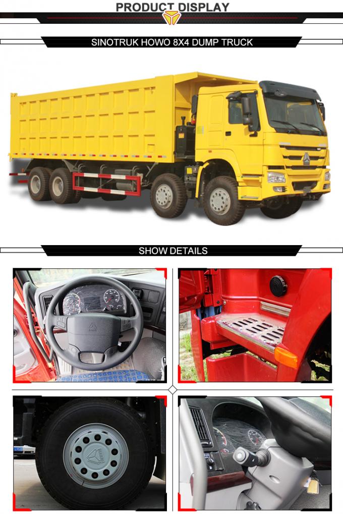 Ventral Lifting Sinotruk 8x4 Heavy Duty Dump Truck 300L With Locking Fuel Cap