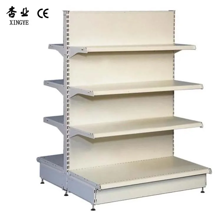 Factory Custom Size Color Mild Steel Double Sided Gondola Shelving Unit For Supermarket