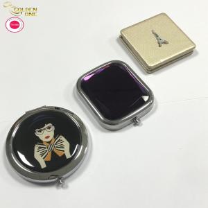 Wholesale Hot Sale Small Magnetic Custom Shape Pocket Portable Folding Ladies Makeup Mirror Leather Pink Compact Mirror For Gift from china suppliers