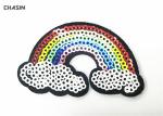 Cute Rainbow Sequin Embroidery Patches Handmade 2" Tall No Minimum
