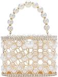 EVENING HANDBAG WOMEN CLUTCH PURSES WITH PEARL DIAMONDS FOR WEDDING PROM