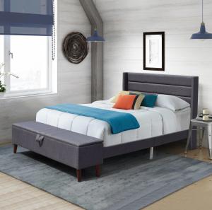 Wholesale Upholstered Platform Bed Frame / Wood Slat Support / Easy Assembly, Grey from china suppliers
