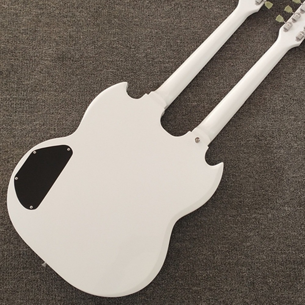 White EDS1275,Double Neck, Double Neck, 6 Strings+12 Strings, Black Guard plate, Black Guard plate