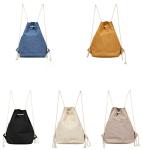 Lightweight Canvas Drawstring Backpack , School Bags For Girls PU Leather Pocket