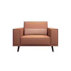 Wholesale Fashion modern lobby furniture single sofa in Leather upholstered with Walnut wood legs for 4 star hotel from china suppliers