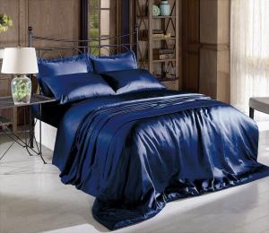 Wholesale Luxurious Hypoallergenic Satin Bottom Sheet Set Machine Washable in Elegant White/Black/Gray/Blue from china suppliers