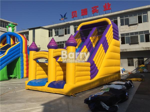 Yellow Small Castle Theme Kids Water Park Blow Up Inflatable Kids Slide / Garden