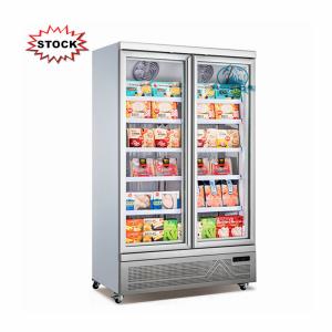 Wholesale Hihg quality upright showcase glass door freezer for ice cream with led light from china suppliers
