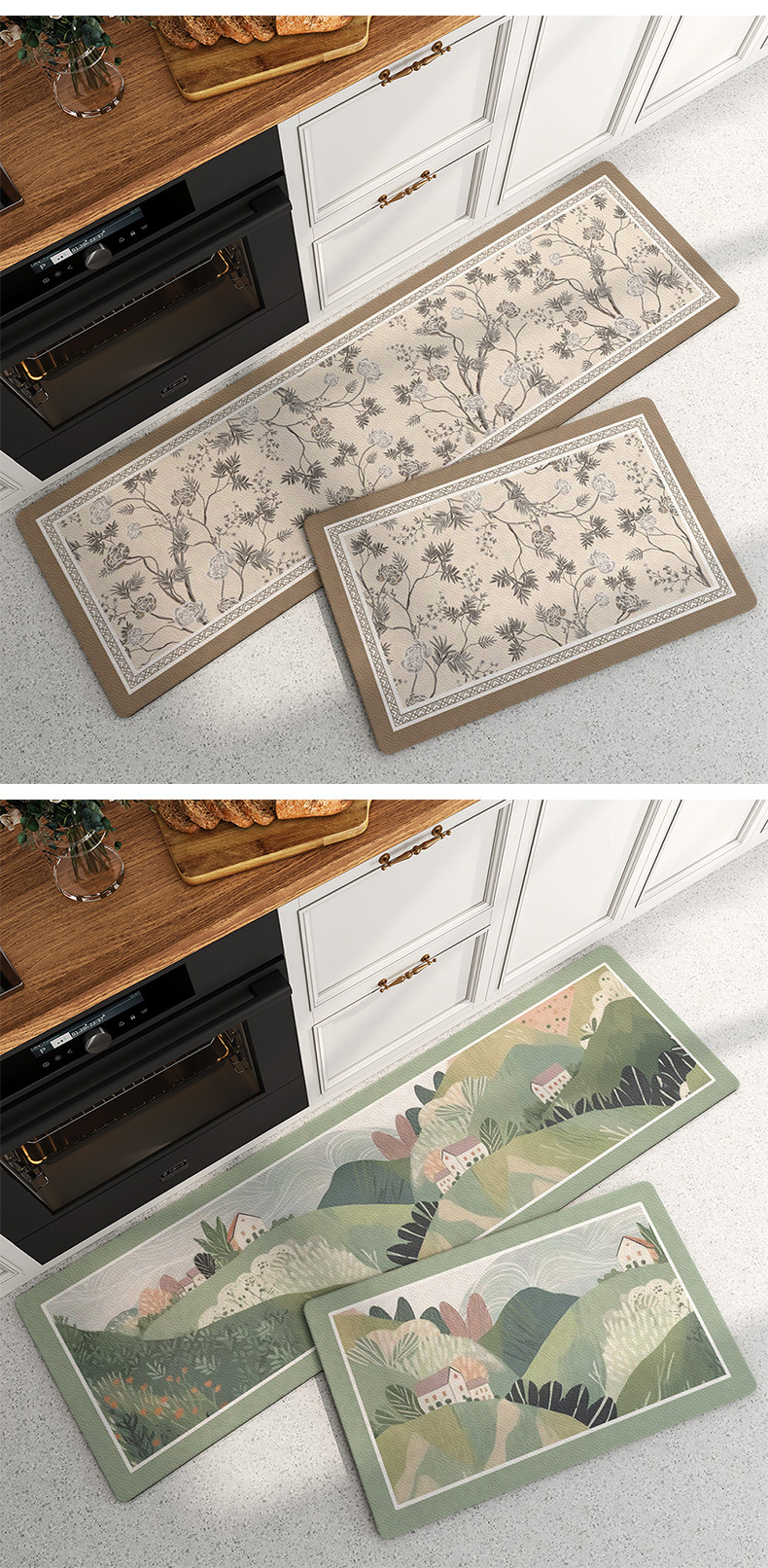 Non Slip Waterproof Kitchen Door Rug Mat for Anti Fatigue Washable Teppich Floor Mat