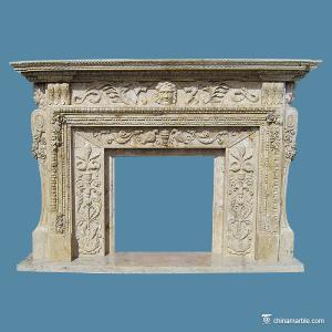 China Natural stone , White fireplace Carved Stone Marble Fireplace Surround on sale