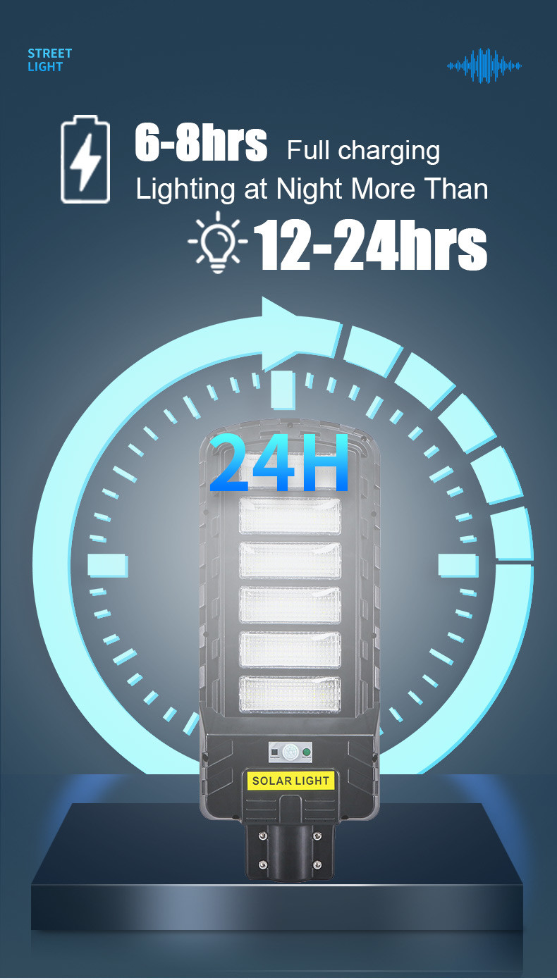 High Lumen Long Working Time Outdoor 50W 100W 150W 200W 250W 300W Pole Led Solar Street Light Battery