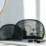 See Through Half Moon Shape Mesh Cosmetic Makeup Bag