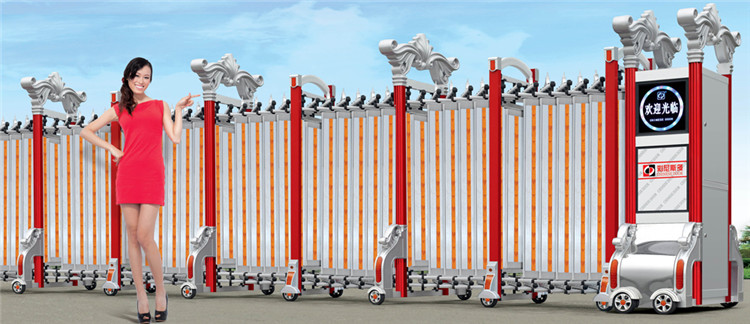Customize Aluminum Automatic Retractable Gate Motor Barrier Telescopic Sliding door Heavy Duty