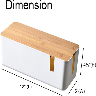 Plastic Small Cable Management Box With Bamboo Lid