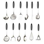 TPR Plastic Handle 7 Piece Stainless Steel Kitchen Utensils Set for All Cookware