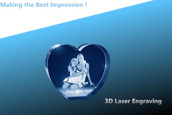 3D laser CRYSTAL/crystal photo frame/laser engraving photo frame/heart shaped