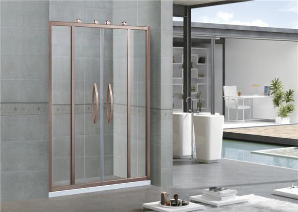 Screen Sliding 6 MM Glass Shower Doors With Rose Golden Outside Wheels for Home