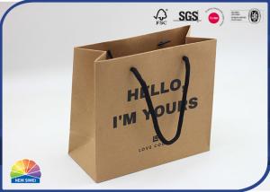 China Brown Hello Kraft Paper Bags for Retailer Shopping Store with Cotton Rope on sale