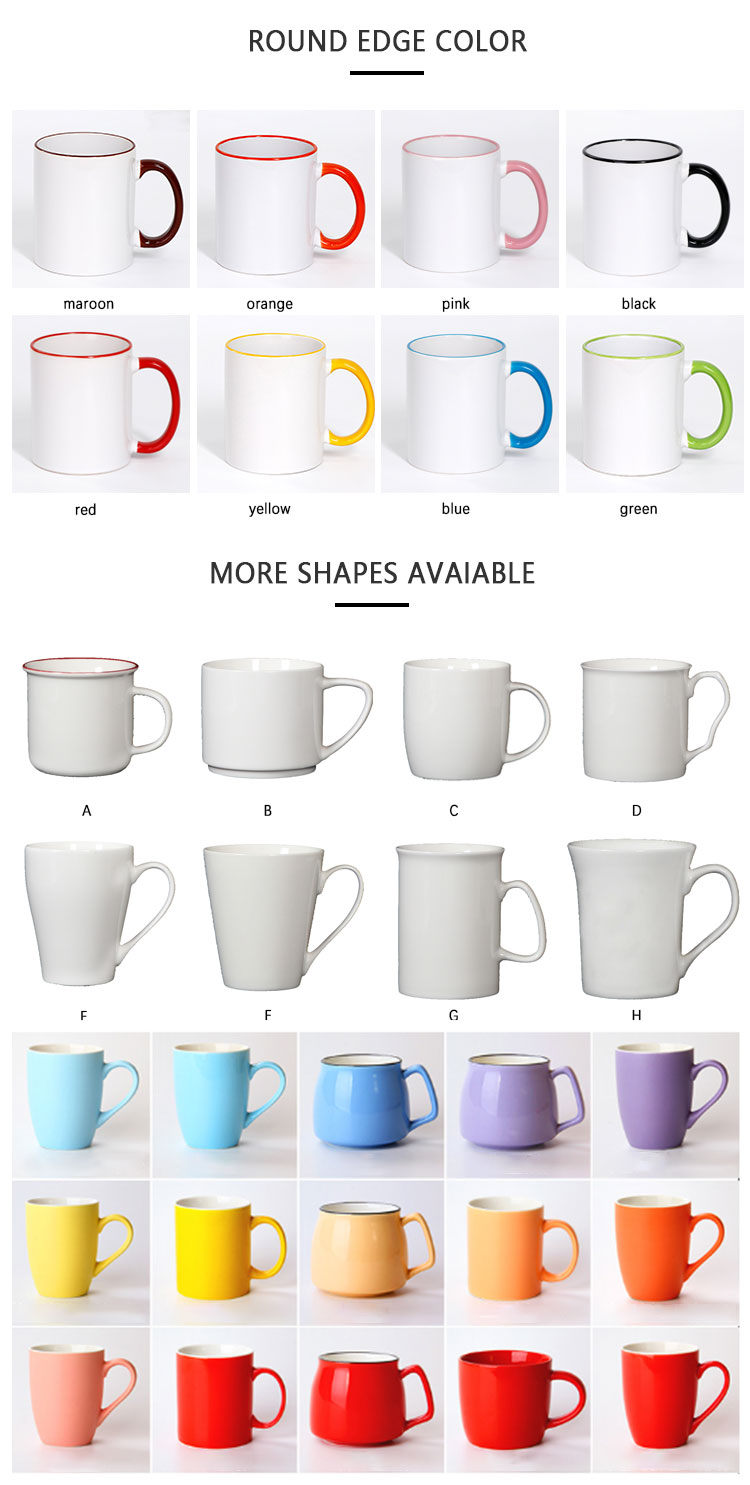 11 Oz Porcelain Ceramic Coffee Cups White Color With Custom Logo