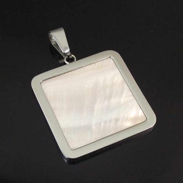 Supper Fashion Colorful White Black Pearl Shell Inlay Stainless Steel Pendant