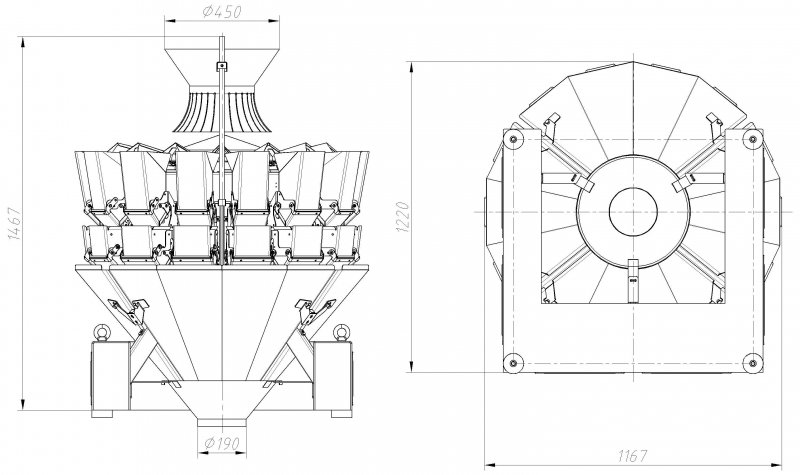 2.5L 2500g Multihead Combination Weigher Equipment 14 Head Food Grade AISI 304