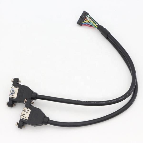 Y Splitter Screw Locking Stud Dual USB 3.0 Type A Female Panel Mount USB Cable