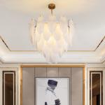 Nordic Modern Feather Glass Pendant Light LED Chandelier For Bedroom
