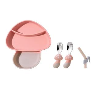 Wholesale ISO9001 Approved Silicone Baby Feeding Set Plate Mushroom Carrot Shape BPA Free from china suppliers