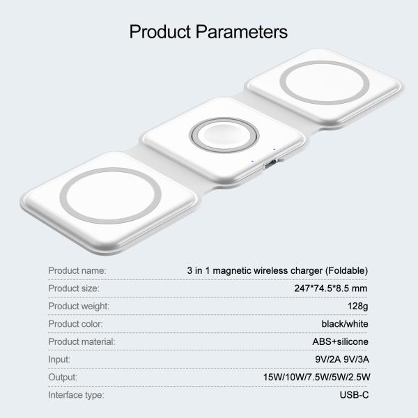 Foldable Magsafe Wireless Charger 5W 2.5W For Watch Series 5 4 3 2 1 Phone