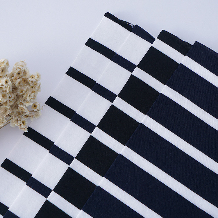 Knit Cotton Striped Material Fabric 175cm Summer Sportswear Skin Friendly Texture
