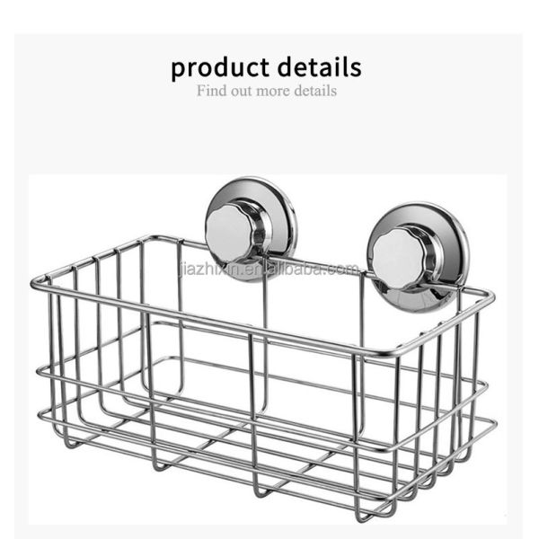 Bathroom Stainless Steel Adhesive Suction Cups Shower Caddy Soap Dish Storage Wall Mounted Wire Organizer Basket Suction Hooks