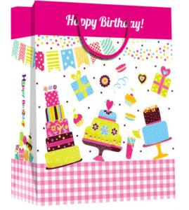 Wholesale Custom happy birthday printed paper material with handle gift bag from china suppliers