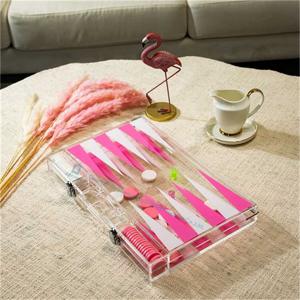 China Pink Backgammon Pieces Checkers Custom Lucite Acrylic Backgammon Set on sale