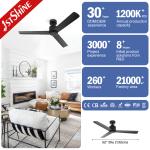 Timer Included 52 Inch/OEM Pure Copper DC Black Wooden Ceiling Fan with Remote