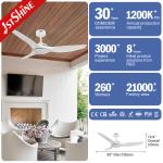 Smart Remote Control Ceiling Fan 52 Inches White Plastic Blades for Smart Modern