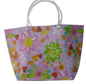 Wholesale Eco-friendly Recyclable Flowers Purple PP Woven Shopping Bag With PVC Handle from china suppliers