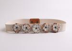 Narrow Fancy Women'S Elastic Stretch Belts With Leather Flower Pattern