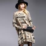Luxury Women's fashion wholesale knit pullover sweater with printing tops crew