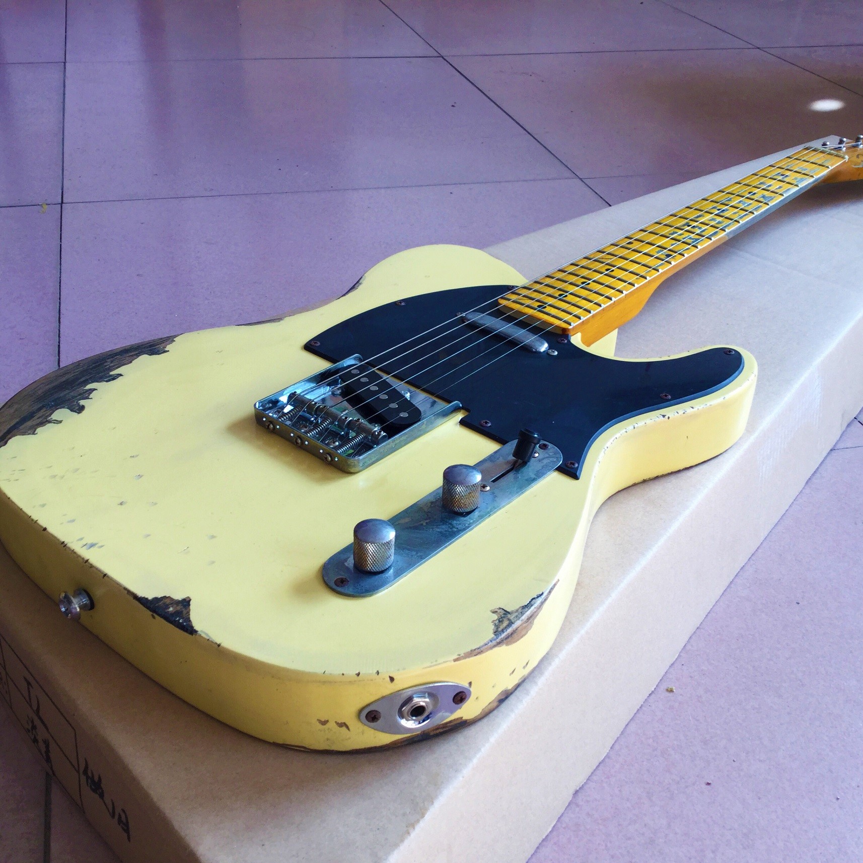 Custom Cream Color Handed Relic TELE Electric Guitar Customized Logo is Available